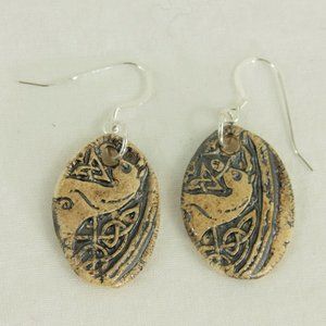 New Scottish Celtic Pottery Earrings Silver Horse
